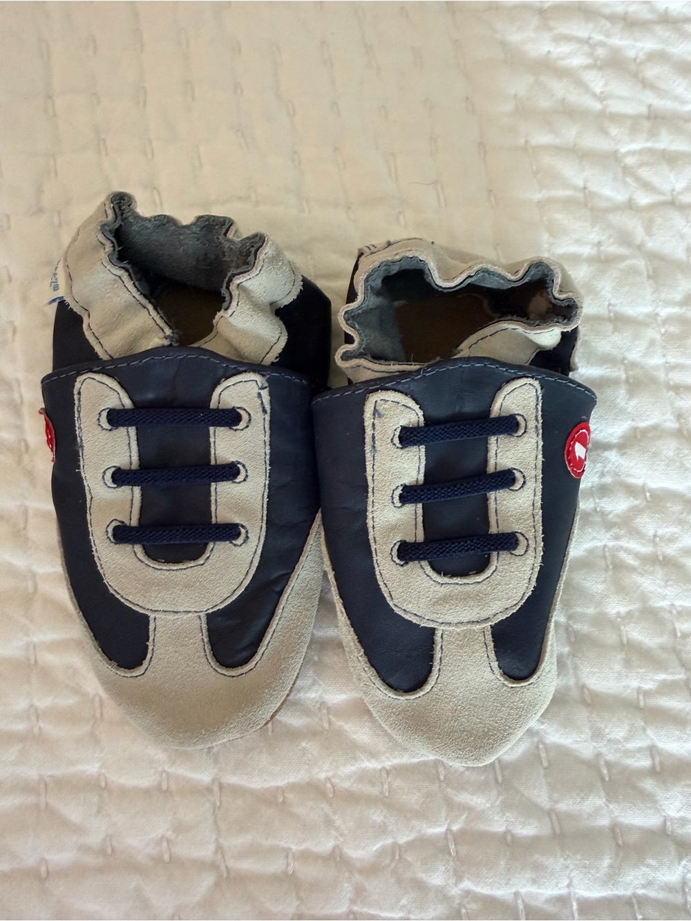 Robeez Navy and Light Gray Kids Soft Sole Shoes